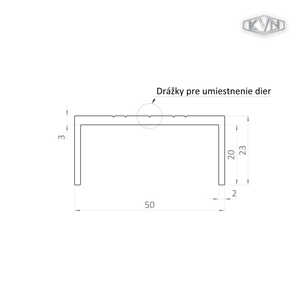 U profil s povrchovou úpravou,práškové lakovanie so štruktúrou, ANTRACIT RAL7016 50x22mm, materiál EN AW-6060 T66, cena za kus - slide 1