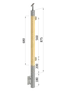 dřevěný sloup, boční kotvení, výplň: sklo, levý, vrch nastavitelný (40x40mm), materiál: buk, broušený povrch s nátěrem BORI (bezbarvý)