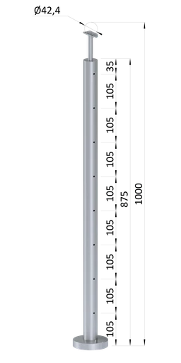 Nerezový sloup, vrchní kotvení, 8děrový, lanko, koncový
