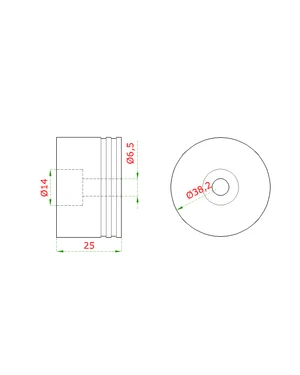 Adaptér pre spojky (ø 42mm) na drevené madlo EDB-S, k spojke EB1-KD53 a ukončeniu EB1-KD51, nylón - slide 1