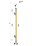 dřevěný sloup, vrchní kotvení, výplň: sklo, levý, vrch nastavitelný (ø 42mm), materiál: buk, broušený povrch bez nátěru