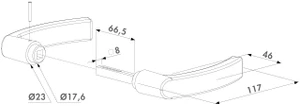 LOCINOX® 3006P polyamidová kľučka, materiál: polyamid (čierny), hriadeľ 8x8x66,5 mm, cena za PÁR - slide 1