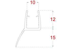 Plastové tesnenie na sklo 10mm, medzi sklenené dvere a stenu alebo podlahu, 2200mm - slide 1