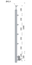 Nerezový sloup, boční kotvení, 4 řadový průchodný, vnitřní, vrch pevný (ø 42,4x2 mm), broušená nerez K320 / AISI316