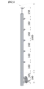 nerezový stĺp, bočné kotvenie, 5 radový priechodný, vnútorný, vrch pevný (ø 42.4x2mm), brúsená nerez K320 /AISI316