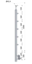 nerezový stĺp, bočné kotvenie, 5 radový priechodný, vnútorný, vrch pevný (ø 42.4x2mm), brúsená nerez K320 /AISI316