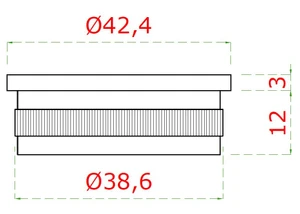 ukončenie - zátka na trubku ø 42.4mm, brúsená nerez K320 /AISI304 - slide 1