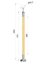 drevený stĺp, vrchné kotvenie, bez výplne, vrch pevný (ø 42mm), materiál: buk, brúsený povrch bez náteru