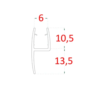 Plastové těsnění na sklo 6 mm, mezi skleněné dveře a stěnu nebo podlahu, 2200 mm - slide 1