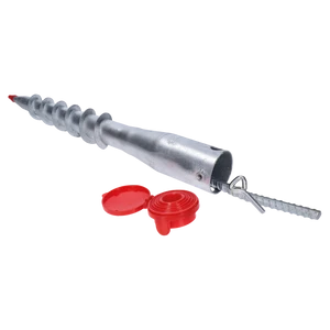 Zemná skrutka / zemný vrut - kruhová s vymedzeniami 26-55x560mm, uťahovacia tyč v balení, žiarový pozink - slide 1
