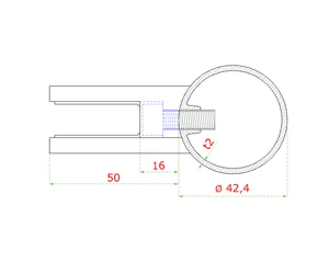 nerezový stĺp, vrchné kotvenie, výplň: sklo, pravý, vrch nastaviteľný (ø 42.4x2mm), brúsená nerez K320 /AISI316 - slide 3