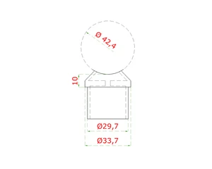 držiak na trubku ø 33.7mm na trubku ø 42.4mm, brúsená nerez K320 /AISI304 - slide 1