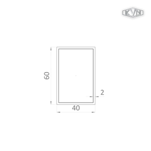 Jekl 60x40x2mm, L-6000mm, hliník bez povrchové úpravy - slide 1