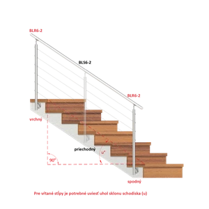 Nerezový sloup, boční kotvení, 6děrový, lanko, koncový - slide 1