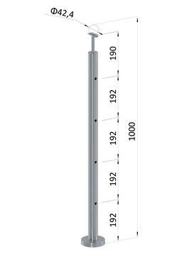 Nerezový stĺp, vrchné kotvenie, 4-dierový koncový