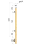 drevený stĺp, bočné kotvenie, výplň: sklo, ľavý, vrch pevný (ø 42mm), materiál: buk, brúsený povrch bez náteru