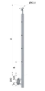 Nerezový sloup, boční kotvení, 4 děrový koncový, levý, vrch nastavitelný (ø 42,4x2 mm), broušená nerez K320 / AISI304