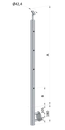 nerezový stĺp, bočné kotvenie, 4 dierový priechodný, vrch nastaviteľý (ø 42.4x2mm), leštená nerez /AISI304