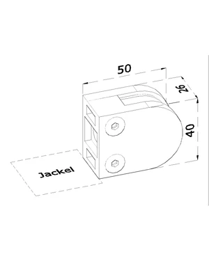 Svorka skla plochá (50x40x26mm) pre sklo 6-10.76mm, brúsená nerez K320 /AISI316, balenie neobsahuje gumičky na sklo - slide 1