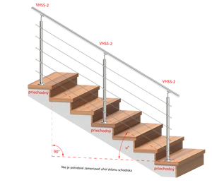 nerezový stĺp, vrchné kotvenie, 5 radový priechodný, vrch nastaviteľný (ø 42.4x2mm), brúsená nerez K320 /AISI316 - slide 1