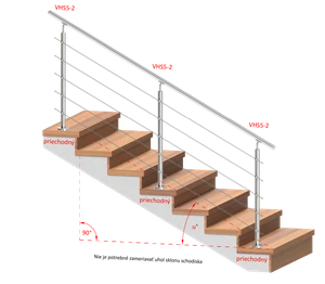 nerezový stĺp, vrchné kotvenie, 5 radový priechodný, vrch nastaviteľný (ø 42.4x2mm), brúsená nerez K320 /AISI316 - slide 1