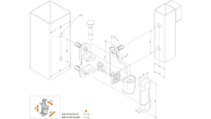 LOCINOX® závěs 180° nastavitelný 3D (x-15mm, y-10mm, z-15mm), nerezová ocel - slide 1