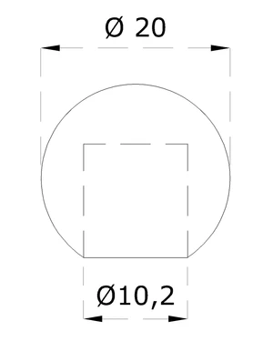 Koule koncová ø 20 mm na trubku ø 10 mm, otvor ø 10,2 mm, broušená nerez K320 /AISI304 - slide 1