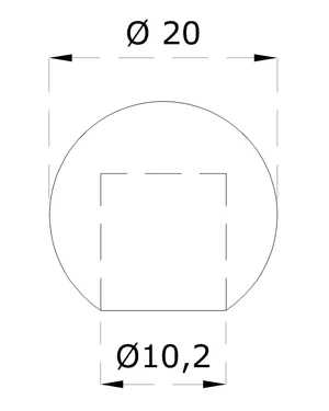 Guľa koncová ø 20mm na trubku ø 10mm, otvor ø 10.2mm, brúsená nerez K320 /AISI304 - slide 1