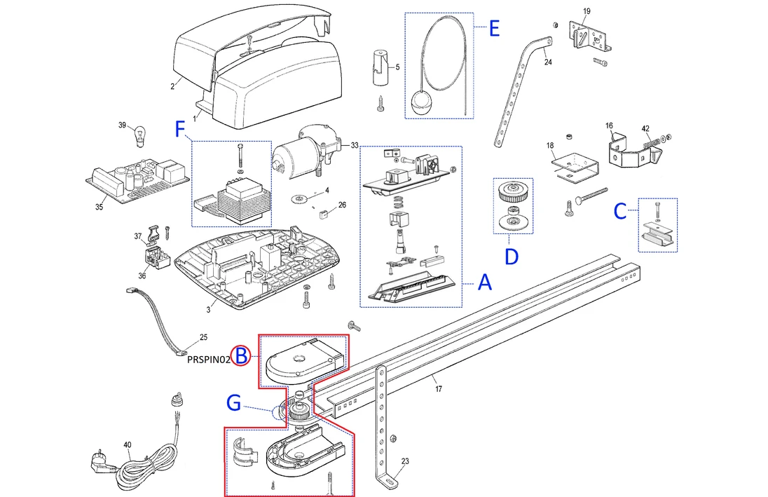 PRSPIN02A kit hlavy koľajnice pre SNA6/SNA30