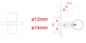 Nerezový sloup, boční kotvení, 5 řadový průchodný, vnitřní, vrch pevný (ø 42,4x2 mm), broušená nerez K320 / AISI304 - slide 4