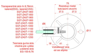 Nerezový sloup, vrchní kotvení, výplň: sklo, levý, vrch pevný (ø42,4x2 mm), broušená nerez K320 / AISI304 - slide 4