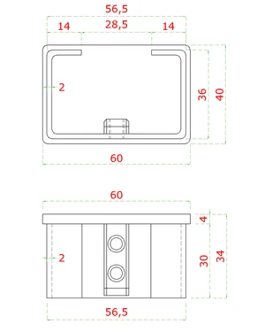 ukončenie - zátka (60x40x1.5mm) na madlo EB1-JHM60x40, lepený spoj, brúsená nerez K320 /AISI304 - slide 3