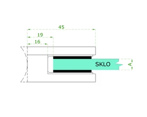 Svorka skla / plechu na trubku ø 48,3 mm (45x45x26 mm), broušená nerez K320 / AISI304, balení neobsahuje gumičky na sklo - slide 2