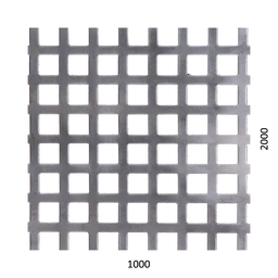 Děrovaný plech čtvercový řadový Fe, otvor: 10x10 mm, rozteč: 15 mm, (1000x2000x2,0 mm)