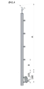 Nerezový sloup, boční kotvení, 4 řadový průchodný, vnitřní, vrch pevný (ø 42,4x2 mm), broušená nerez K320 / AISI316