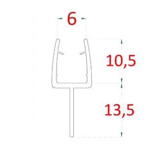 Plastové tesnenie na sklo 6mm, medzi sklenené dvere a stenu alebo podlahu, 2200mm - slide 1