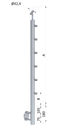 Nerezový sloup, boční kotvení, 6 řadový průchodný, venkovní, vrch nastavitelný (ø 42,4x2 mm), broušená nerez K320 / AISI304