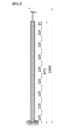 Nerezový sloup, vrchní kotvení, 8děrový, lanko, průchozí