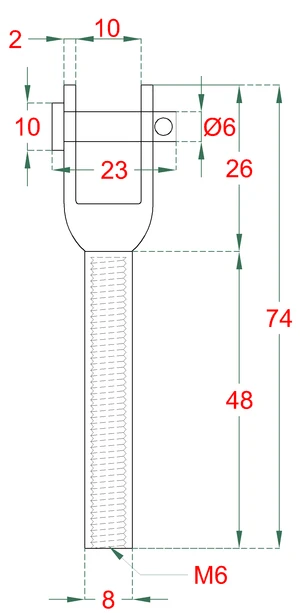 Nerezový úchyt s vnitřním závitem M6, broušená AISI304 - slide 1