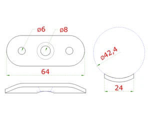 Nadpájacia platňa rovná na trubku ø 42.4mm, leštená nerez /AISI304 - slide 1