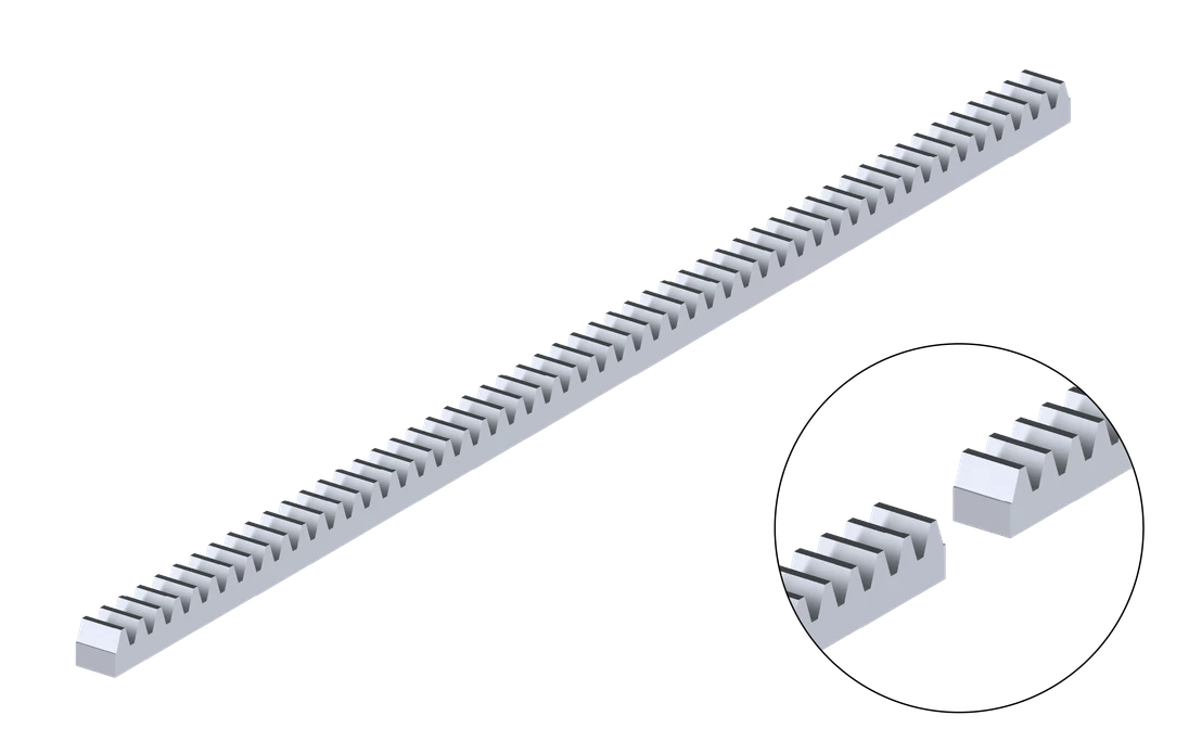 Hřeben kovový 30 x 30 mm, 1000 mm, pro pohony s pastorkem M6, max. do 5000kg, pozinkovaný, cena za kus