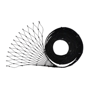 nerezová lanková sieť, 0,8m x 10m (šxd), oko 60x104 mm, hrúbka lanka 2mm, AISI316, farba: Čierna (V nerozloženom stave má sieť 11,92m) - slide 1