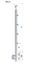 nerezový stĺp, bočné kotvenie, 4 radový priechodný, vonkajší, vrch nastaviteľný, (ø 42.4x2mm), brúsená nerez K320 /AISI304