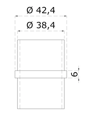 Spojka - napájací, přímá na trubku ø 42,4 mm, broušená nerez K320 / AISI316 - slide 1
