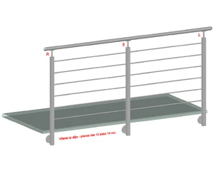 Nerezový sloup, boční kotvení, 6děrový koncový, pravý - slide 1
