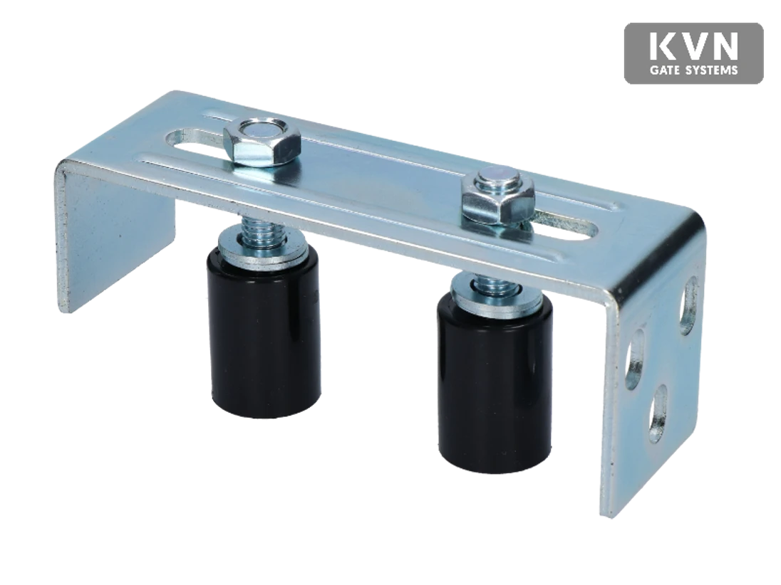 Horní vedení vrat 165x75x55mm, nastavitelná šířka 36-84mm, 2x nylon. vodící válečky 30x35mm
