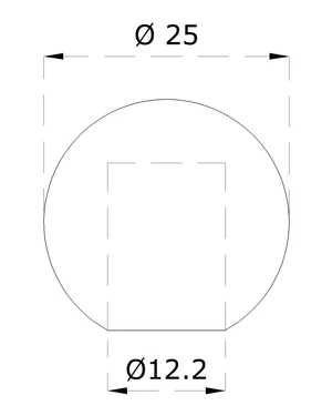 Koule koncová ø 25 mm na trubku ø 12 mm, otvor ø 12,2 mm, broušená nerez K320 / AISI304 - slide 1