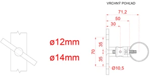 Nerezový sloup, boční kotvení, 6 řadový průchodný, vnitřní, vrch nastavitelný (ø 42,4x2 mm), leštěná nerez / AISI304 - slide 3