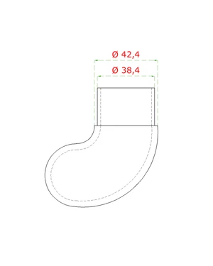 ukončenie - koleno 90° na trubku ø 42.4mm, brúsená nerez K320 /AISI304 - slide 1