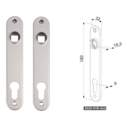 LOCINOX® krycí štítok s otvorom pre kľučku a cylindrickú vložku, rozteč 92 mm, materiál: hliník, cena za PÁR